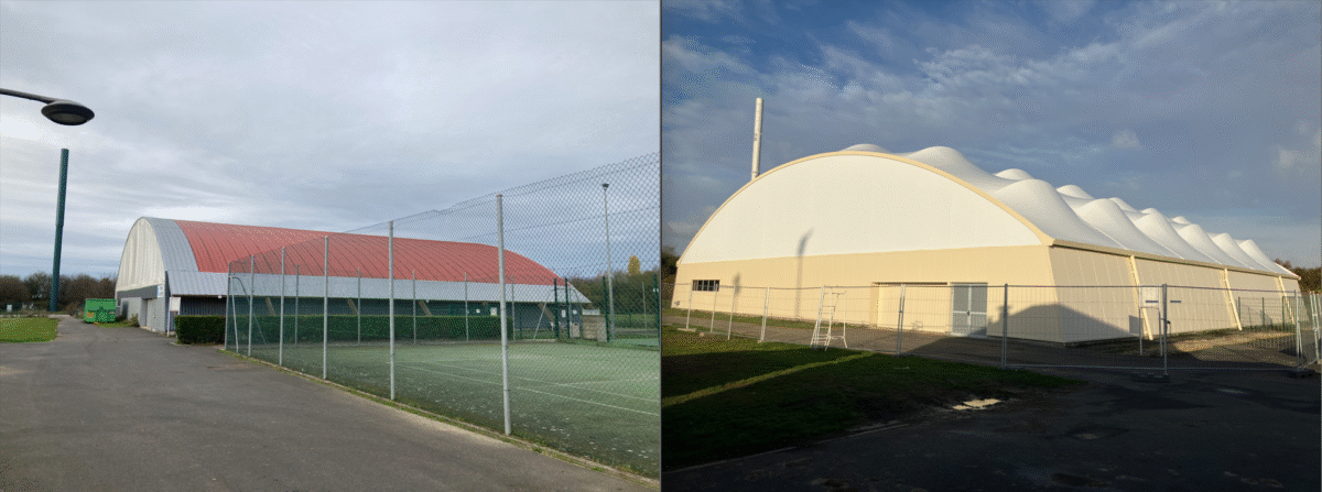 SMC2 modernise le bâtiment avec une couverture en toile tendue, des façades repensées et une régulation hygrométrique pour un confort de jeu optimal.
